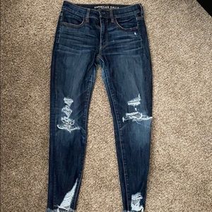 AEO dark wash ripped jeans